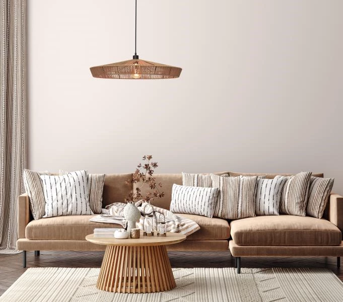 Lucide YUNKAI - Lámpara colgante - Ø 70 cm - 1xE27 - Natural - ambiente 1